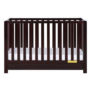 Pemberly Row Contemporary 4-in-1 Convertible Crib with Drawer Espresso