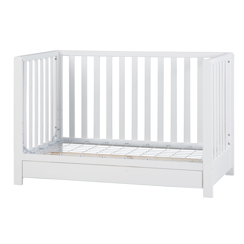 Pemberly Row Contemporary 4-in-1 Convertible Crib with Drawer White