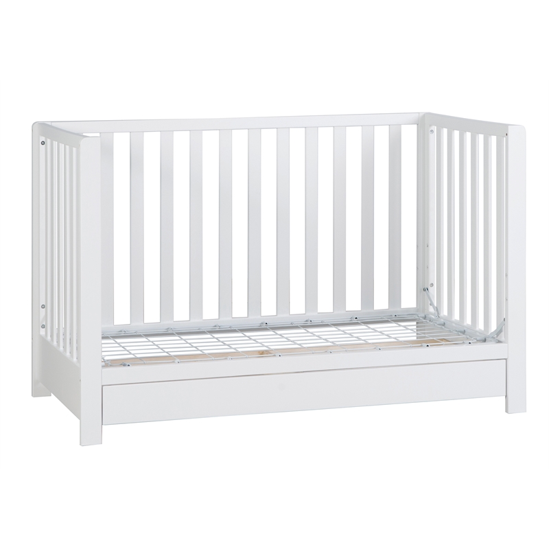 Pemberly Row Contemporary 4-in-1 Convertible Crib with Drawer White