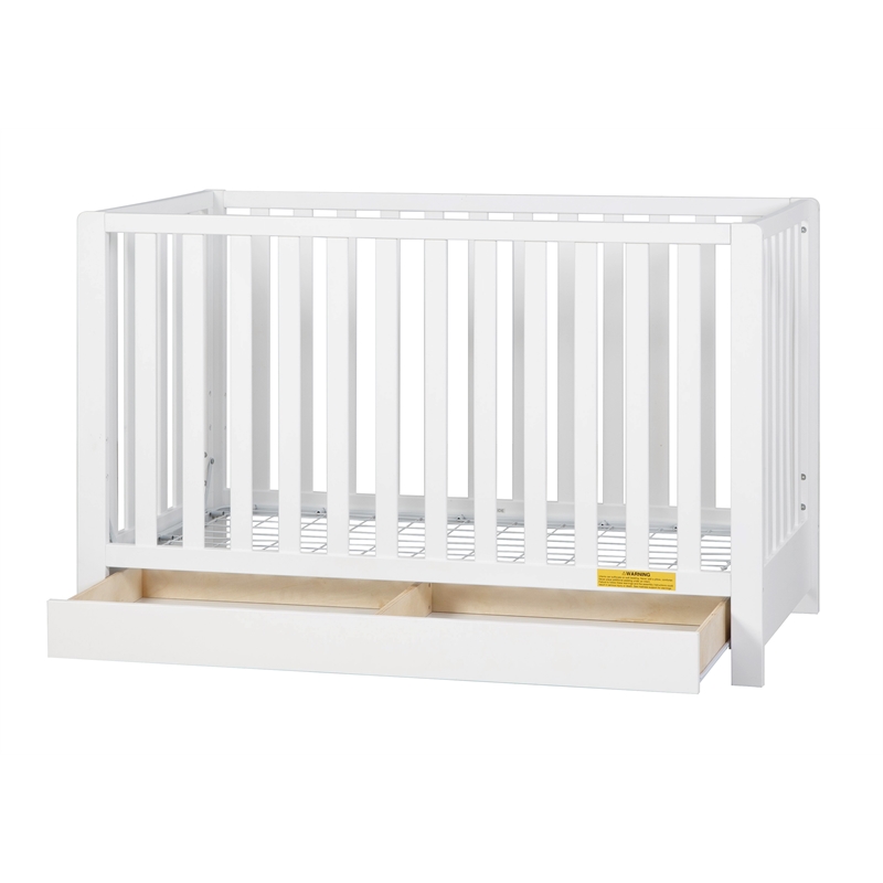 Pemberly Row Contemporary 4-in-1 Convertible Crib with Drawer White