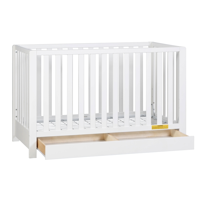 Pemberly Row Contemporary 4-in-1 Convertible Crib with Drawer White