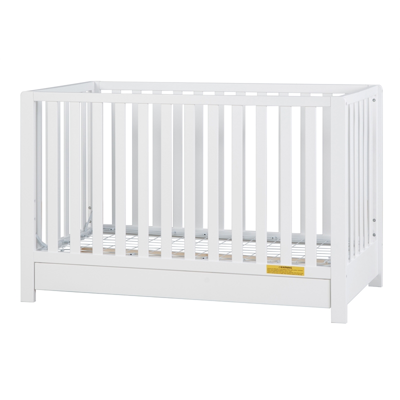 Pemberly Row Contemporary 4-in-1 Convertible Crib with Drawer White