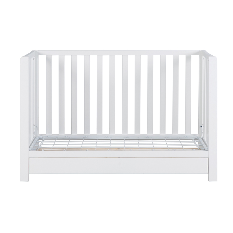 Pemberly Row Contemporary 4-in-1 Convertible Crib with Drawer White