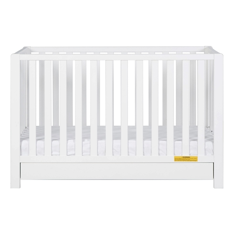 Pemberly Row Contemporary 4-in-1 Convertible Crib with Drawer White