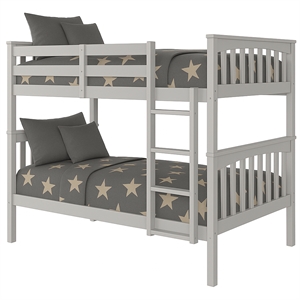 Pemberly Row Contemporary Twin Over Twin Bunk Bed in Gray Finish