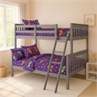 Pemberly Row Contemporary Twin Over Full Bunk Bed in Gray Finish