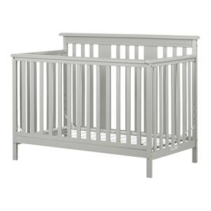 Pemberly Row Baby Crib 4 Heights with Toddler Rail in Soft Gray