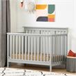 Pemberly Row Baby Crib 4 Heights with Toddler Rail in Soft Gray