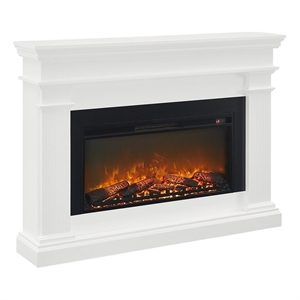 Pemberly Row 58.5&quot Modern Solid Wood Electric Fireplace in White