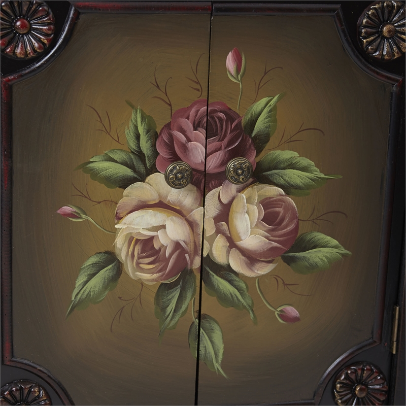 Pemberly Row French Vintage 2-Curved Door/2-Center Door Accent Chest in Brown