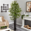 Pemberly Row Black Bamboo Tree x 9 with 1470 Leaves UV Resistant - Green/Black