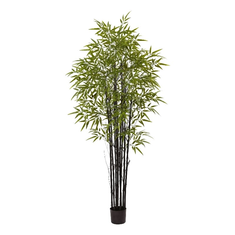 Pemberly Row Black Bamboo Tree x 9 with 1470 Leaves UV Resistant - Green/Black