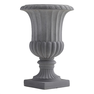 Pemberly Row Indoor/Outdoor 16.5&quot Fiber Clay Decorative Urn in Gray