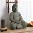 Pemberly Row Indoor/Outdoor Fiber Clay Full Buddha Pose Statue in Gray