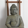 Pemberly Row Indoor/Outdoor Fiber Clay Full Buddha Pose Statue in Gray