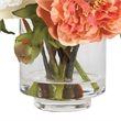 Pemberly Row Peony Silk Arrangement with Glass Vase in Multi-Color/Clear