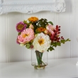 Pemberly Row Peony Silk Arrangement with Glass Vase in Multi-Color/Clear