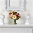 Pemberly Row Peony Silk Arrangement with Glass Vase in Multi-Color/Clear
