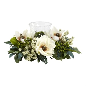 Pemberley Row Silk White Flower Arrangement Candelabrum Circular