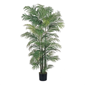 Pemberly Row 72&quot Areca Silk Palm Tree with 1464 leaves in Green/Black
