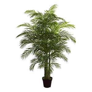 Pemberly Row Indoor/Outdoor 78&quot Areca Palm UV Resistant in Green/Brown