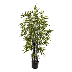 Pemberly Row 48&quot Black Bamboo Tree with 10-Trunks and 575 Leaves - Green/Black