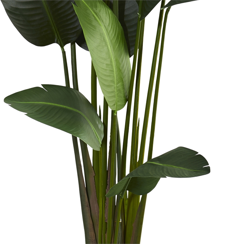 Pemberly Row Travelers Palm Artificial Tree with Upward Leaves in Green/Black