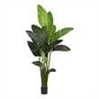 Pemberly Row Travelers Palm Artificial Tree with Upward Leaves in Green/Black