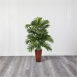 Pemberly Row Areca Palm with Bamboo Vase Silk Plant in Green/Brown