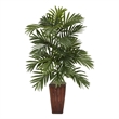Pemberly Row Areca Palm with Bamboo Vase Silk Plant in Green/Brown