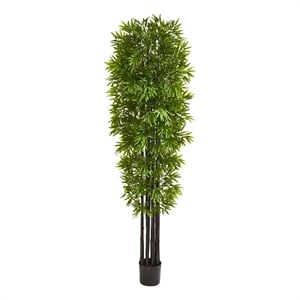 Pemberly Row 84&quot Bamboo Artificial Tree with Black Trunks UV Resistant