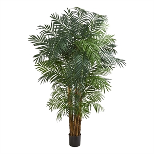 Pemberly Row 84&quot Areca Palm Artificial Tree with Thin Leafy Fronds Green/Black