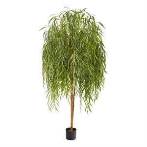 Pemberly Row 84&quot Willow Artificial Tree with Delicate Branches in Green/Black