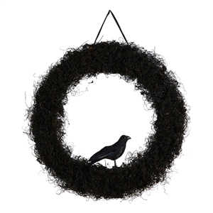 Pemberly Row 30&quot Spooky Halloween Raven Twig Wreath in Black