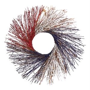 Pemberly Row 24&quot Americana Twig Wreath Red White and Blue in Multi-Color