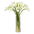 Pemberly Row Mini Calla Lily Silk Flower Arrangement in Natural/Clear