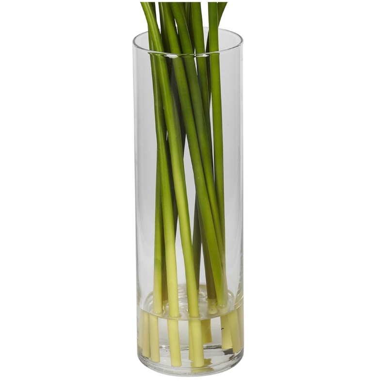 Pemberly Row Mini Calla Lily Silk Flower Arrangement in Natural/Clear