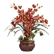 Pemberly Row Cymbidium with Decorative Vase Silk Arrangement in Red/Burgundy