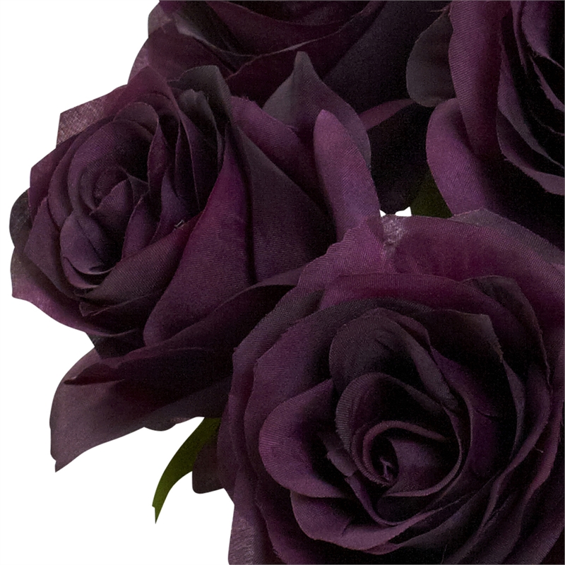 Pemberly Row Full Rose Blooms Arrangement with Glass Vase in Purple/Clear