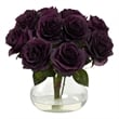 Pemberly Row Full Rose Blooms Arrangement with Glass Vase in Purple/Clear