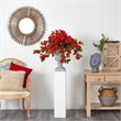 Pemberly Row Bougainvillea Flowering Silk Plant with Decorative Urn - Red/Gray