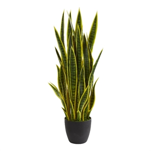 Pemberly Row 38&quot Sansevieria Artificial Plant in Yellow/Black