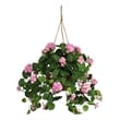 Pemberly Row Geranium Hanging Basket Silk Plant in Pink/Brown