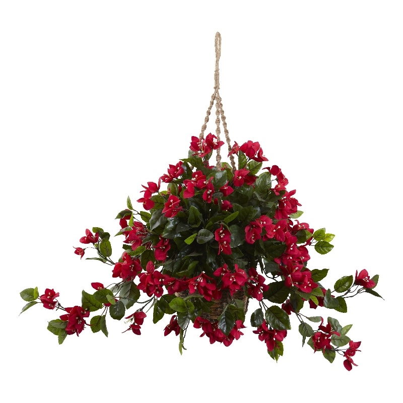 Pemberly Row Bougainvillea Hanging Basket UV Resistant in Red/Brown