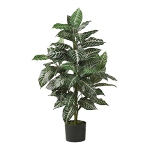 Pemberly Row 36&quot Zebra Silk Plant with White Pin-Striped in Green/Black