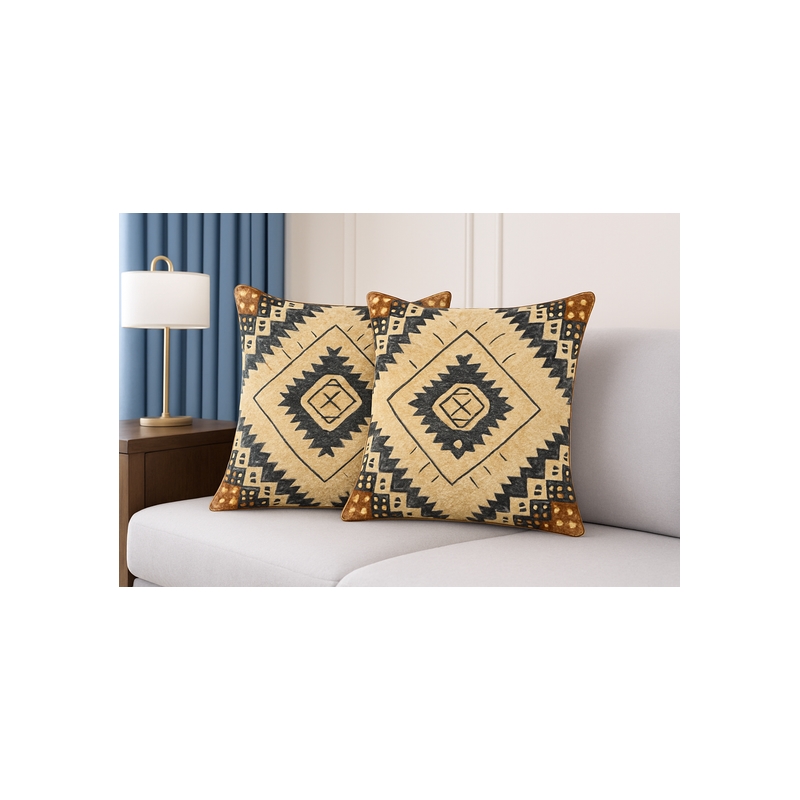 Pemberly Row Luxurious Accent 2 Cushion Covers + Inserts in Multi Color