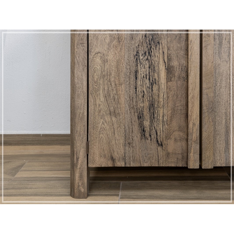 Pemberly Row Rustic Modern 4 Door Multi Purpose Console in Brown