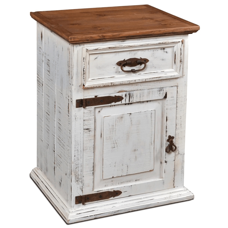 Pemberly Row Contemporary 1 Door-Drawer Nightstand in White( Set of 2)