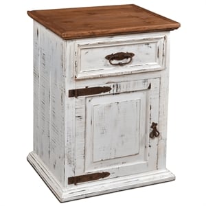 Pemberly Row Contemporary 1 Door-Drawer Nightstand in White( Set of 2)