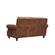 Pemberly Row English Rolled Arm Love Seat in Bark Brown Leather
